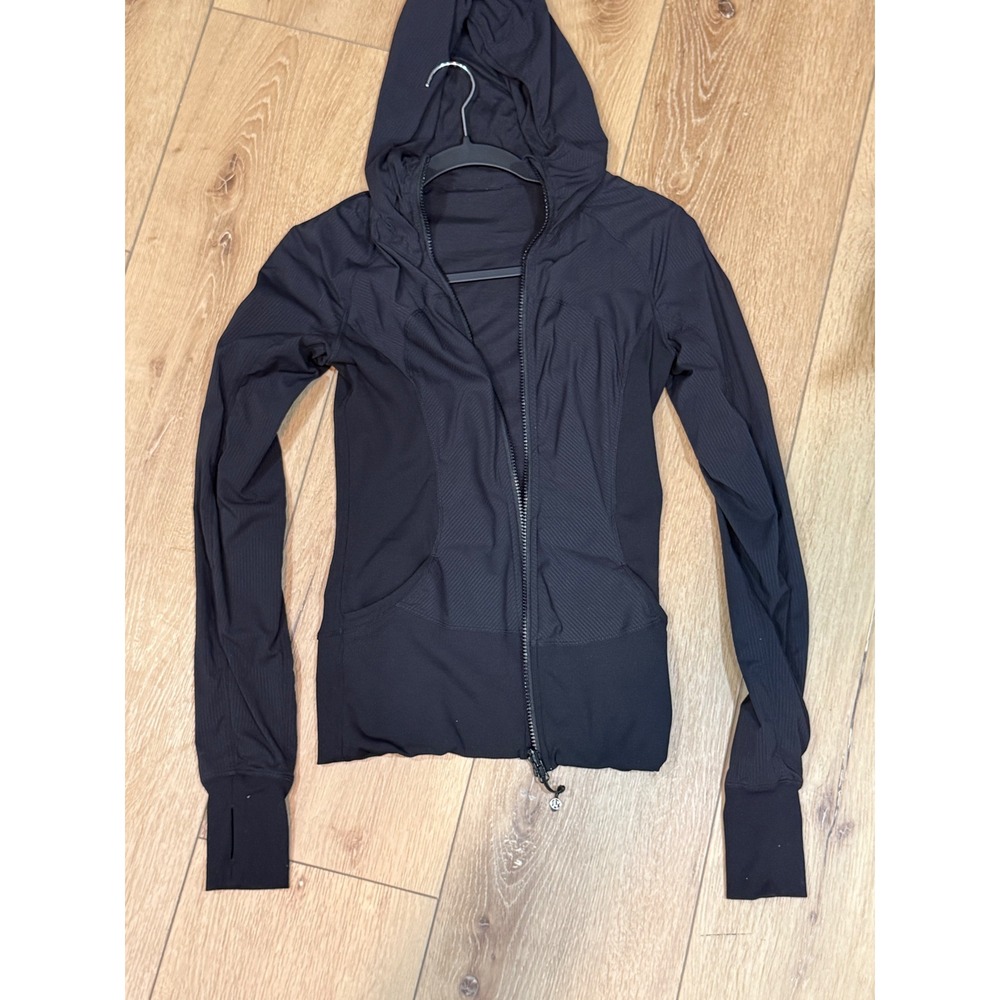 Lululemon Define Jacket Hooded Black Ribbed Full Zip Yoga Activewear Women rev 6